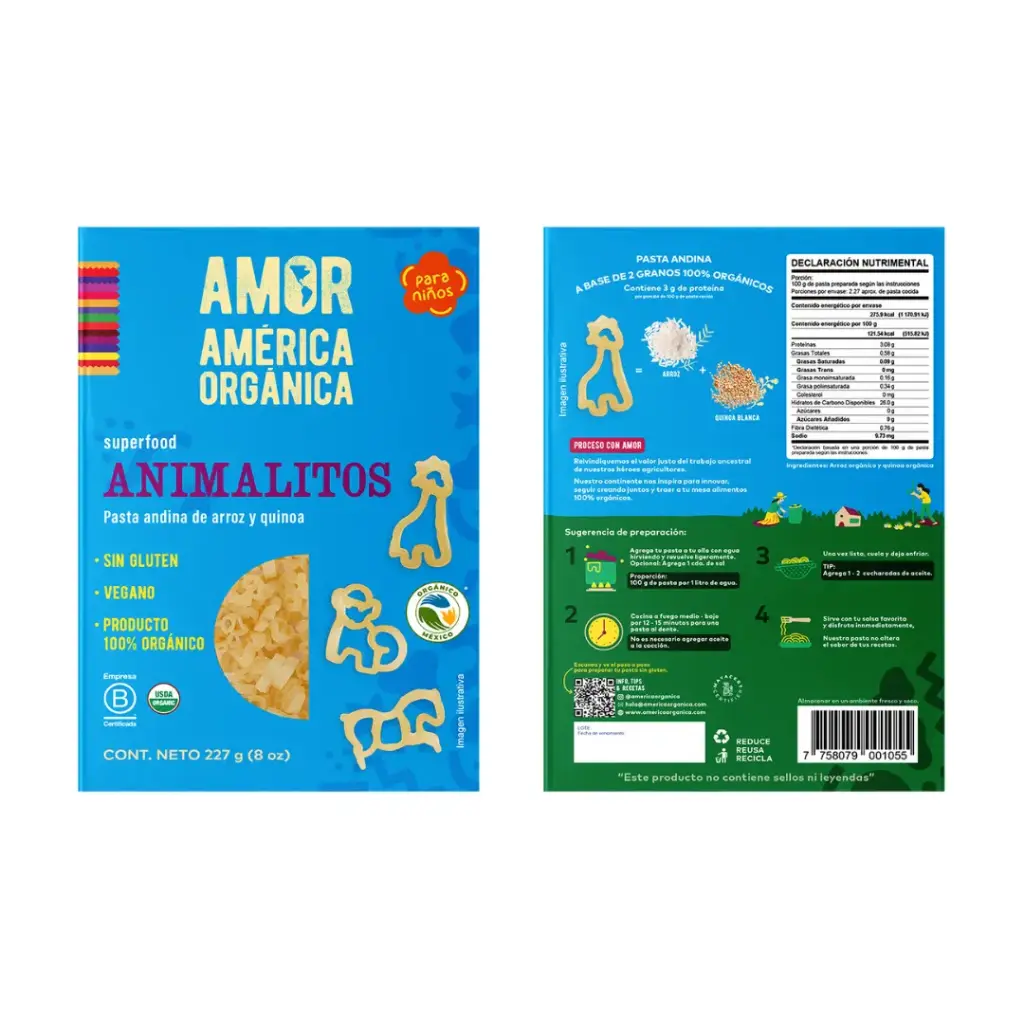 Pasta Orgánica Animalitos de Arroz y Quinoa 227g 