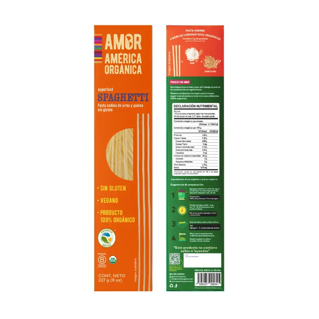 Pasta Orgánica Spaghetti de Arroz y Quinoa 227g 